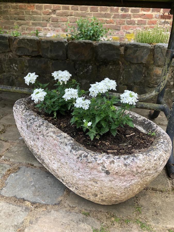 Pair of concrete planters . 58cm x37cm.and 21cmhigh