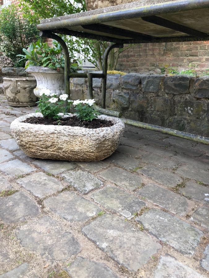 Pair of concrete planters . 58cm x37cm.and 21cmhigh