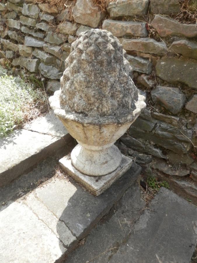 Paire de pommes de pins en béton