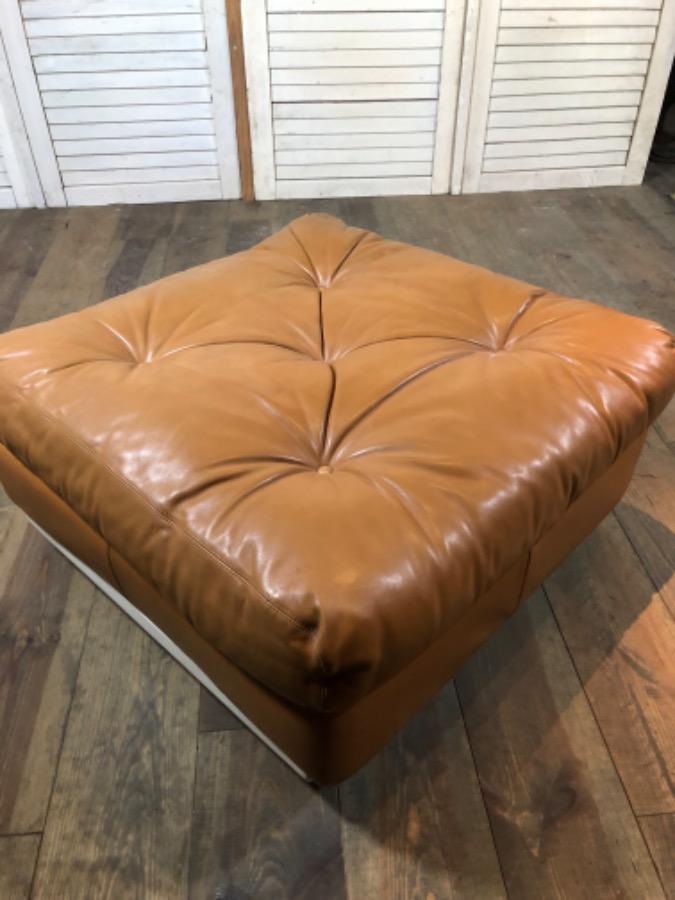 Pouf AMANTA en cuir cognac by BELLINI