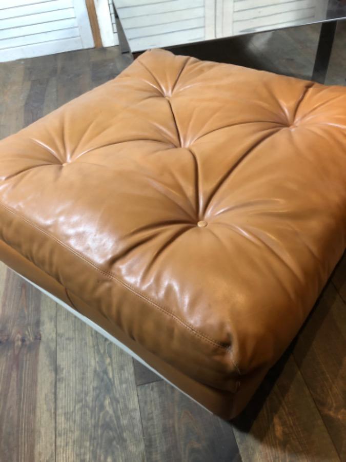 Pouf AMANTA en cuir cognac by BELLINI